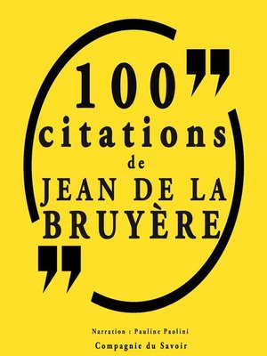 cover image of 100 citations Jean de la Bruyère